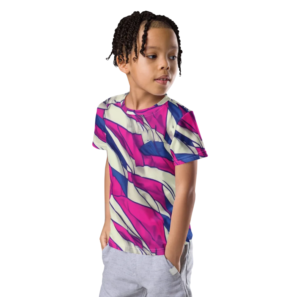 Cobalt Fold on Kids Crew Neck T-Shirt — Left Front