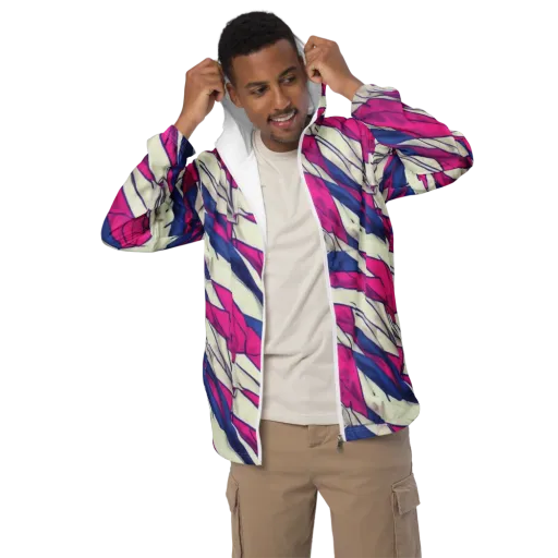 Cobalt Fold on a Men's Windbreaker