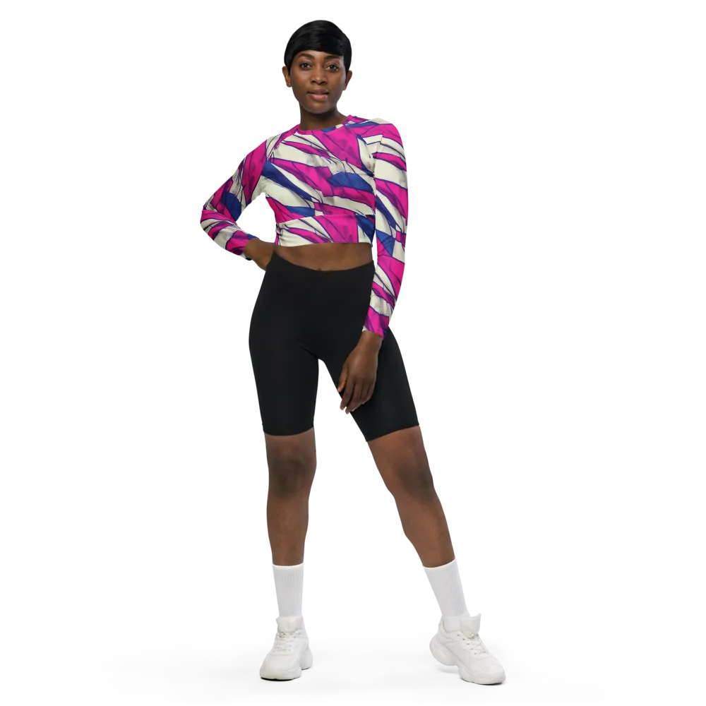 Cobalt Fold on Long Sleeve Crop Top — Front