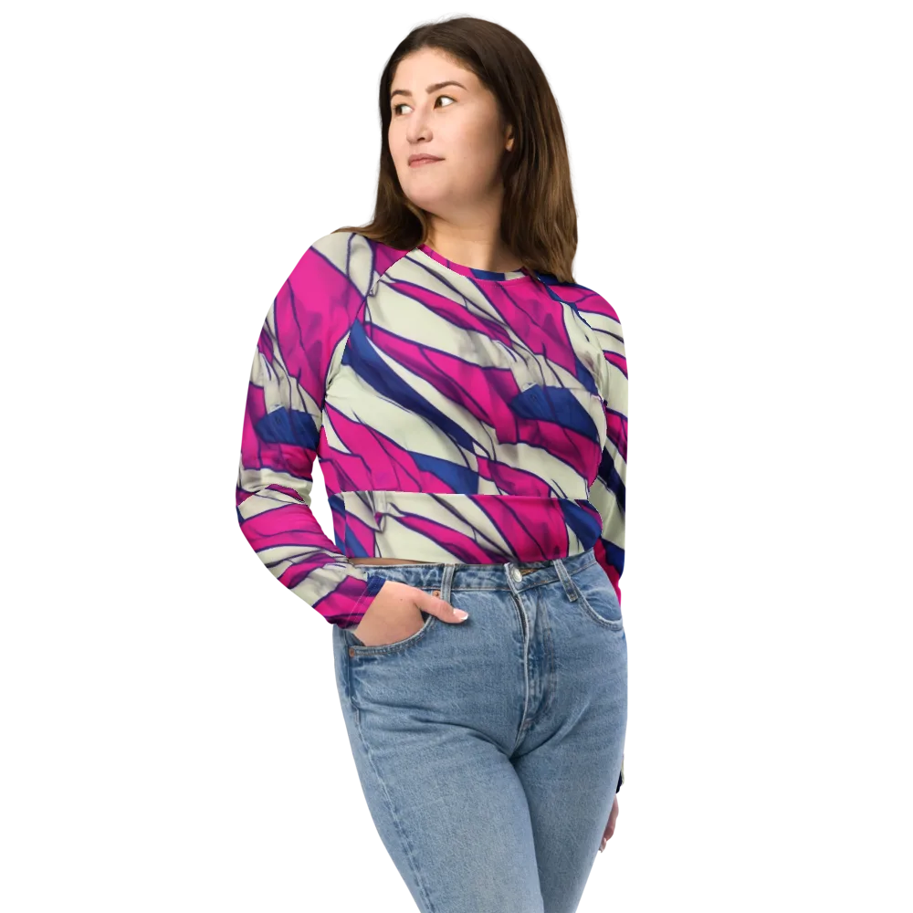 Cobalt Fold on Long Sleeve Crop Top — Front