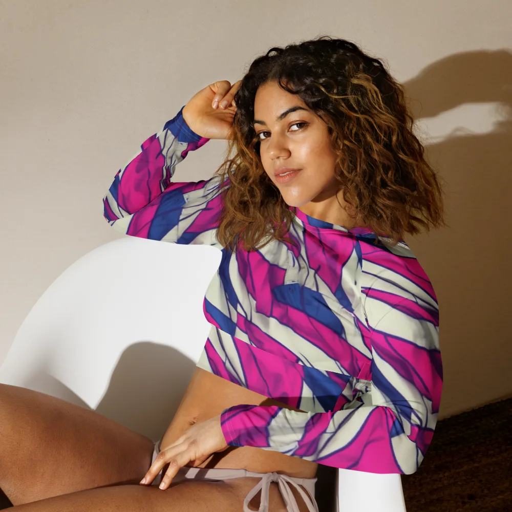 Cobalt Fold on Long Sleeve Crop Top — Left Front