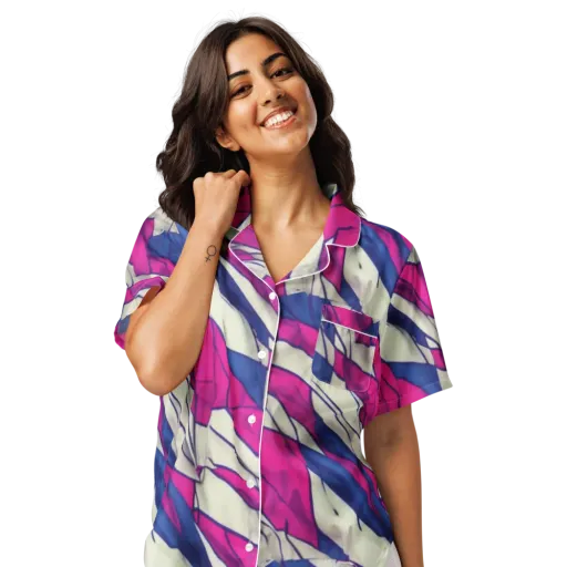Cobalt Fold on a Women's Short Sleeve Pajama Top