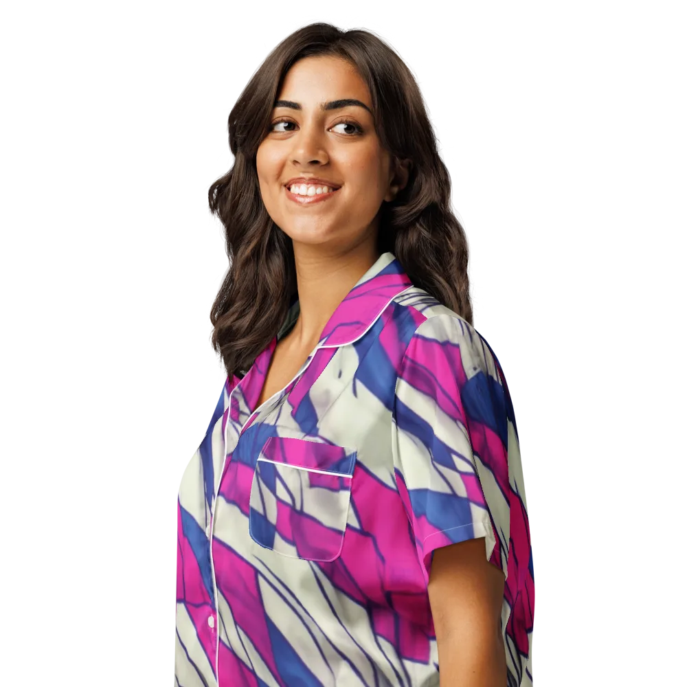 Cobalt Fold on Women's Short Sleeve Pajama Top — Left Front