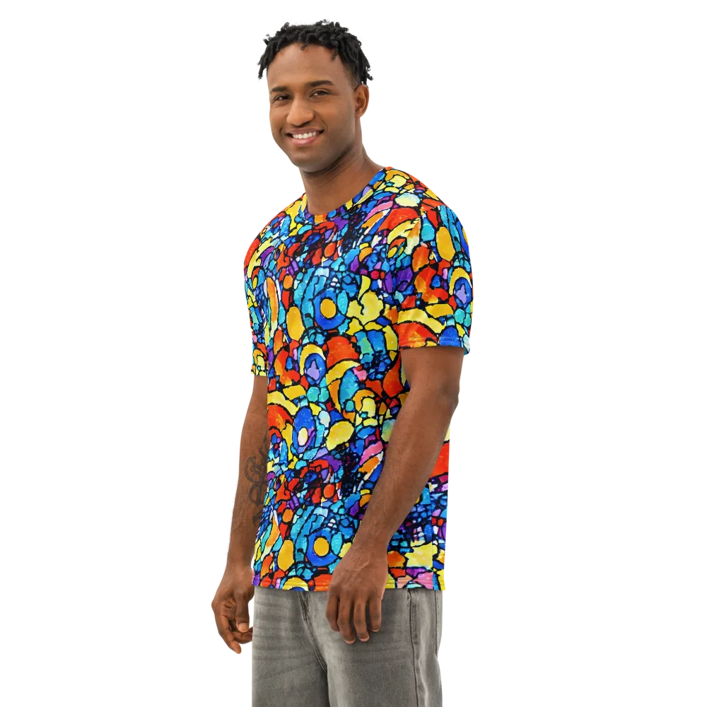 Prism Carnival on Men's Cotton Crew Neck T-Shirt — Left Front