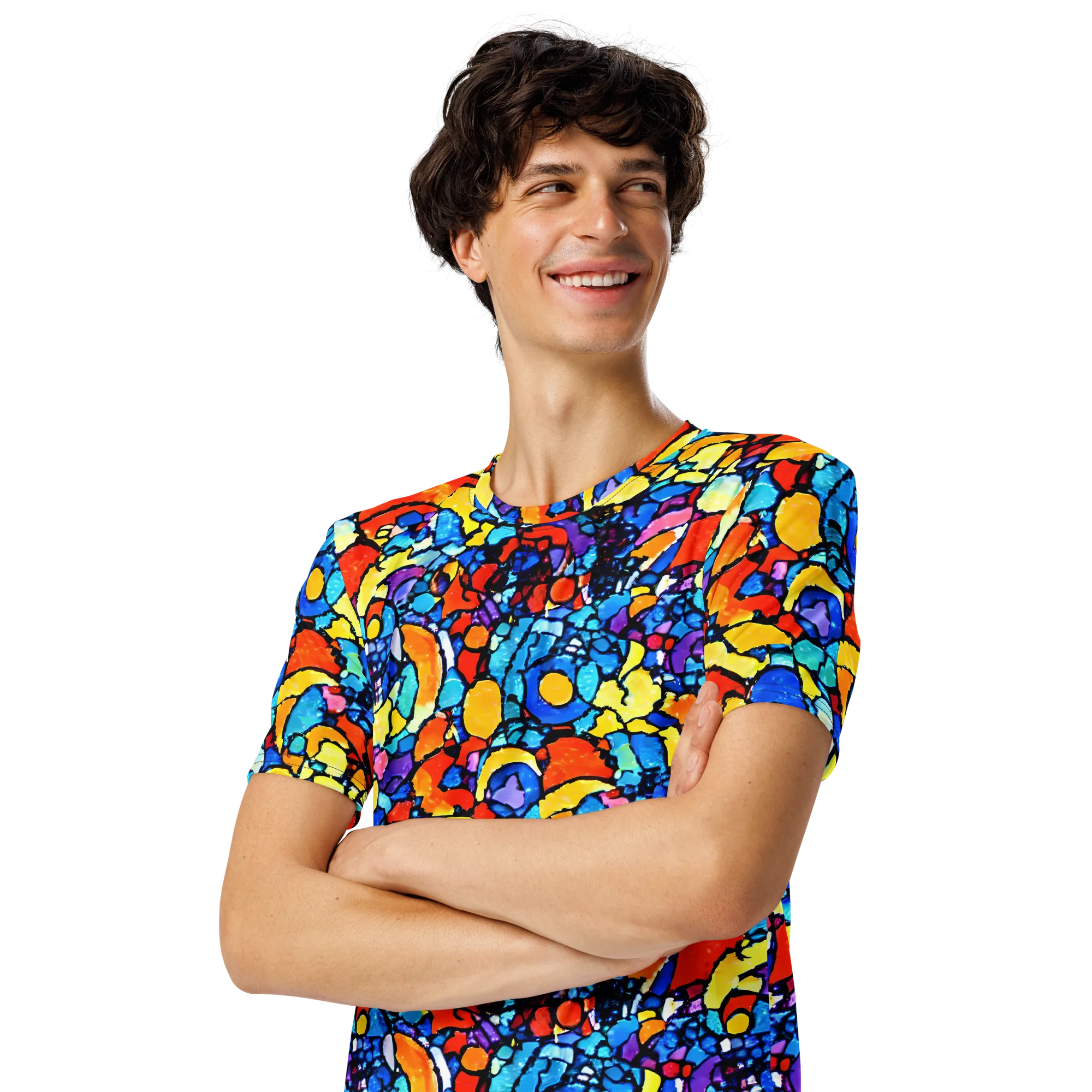 Prism Carnival on Men's Crew Neck T-Shirt — Left Front