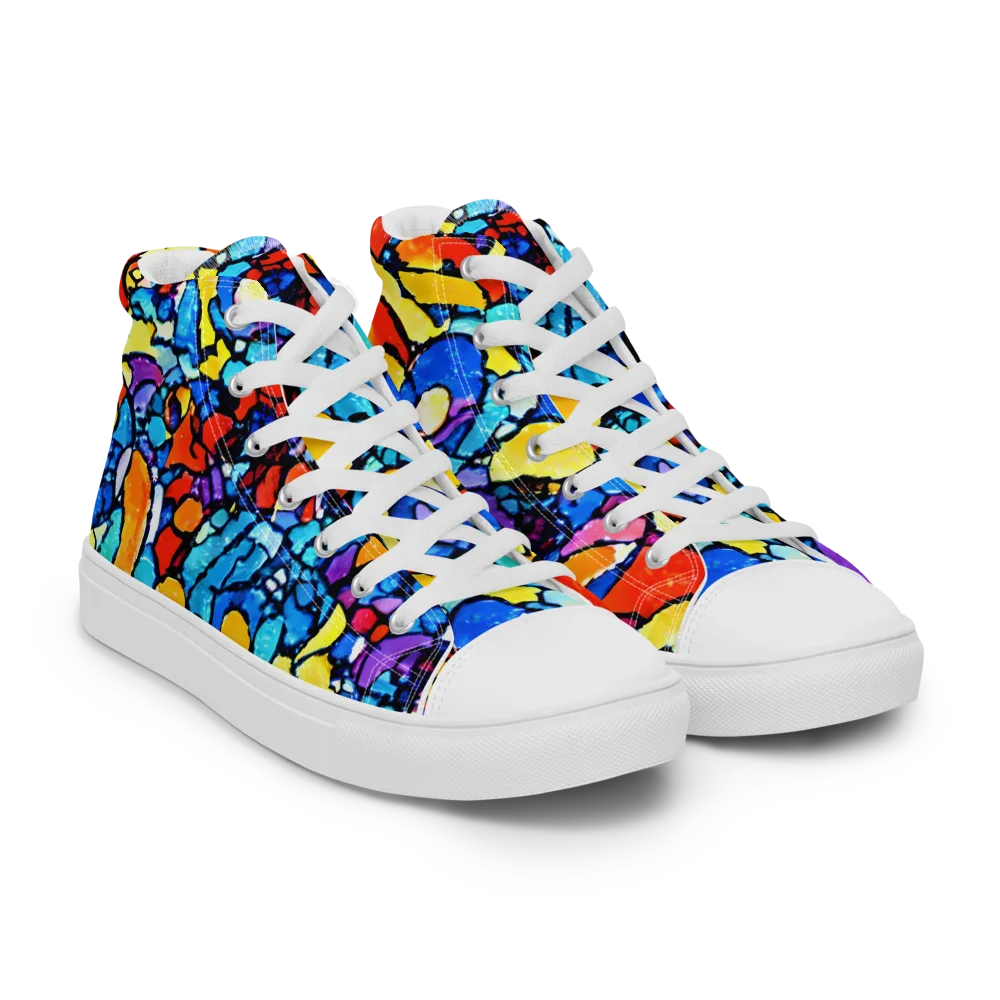 Prism Carnival on Men's High Top Canvas Shoes — Right Front