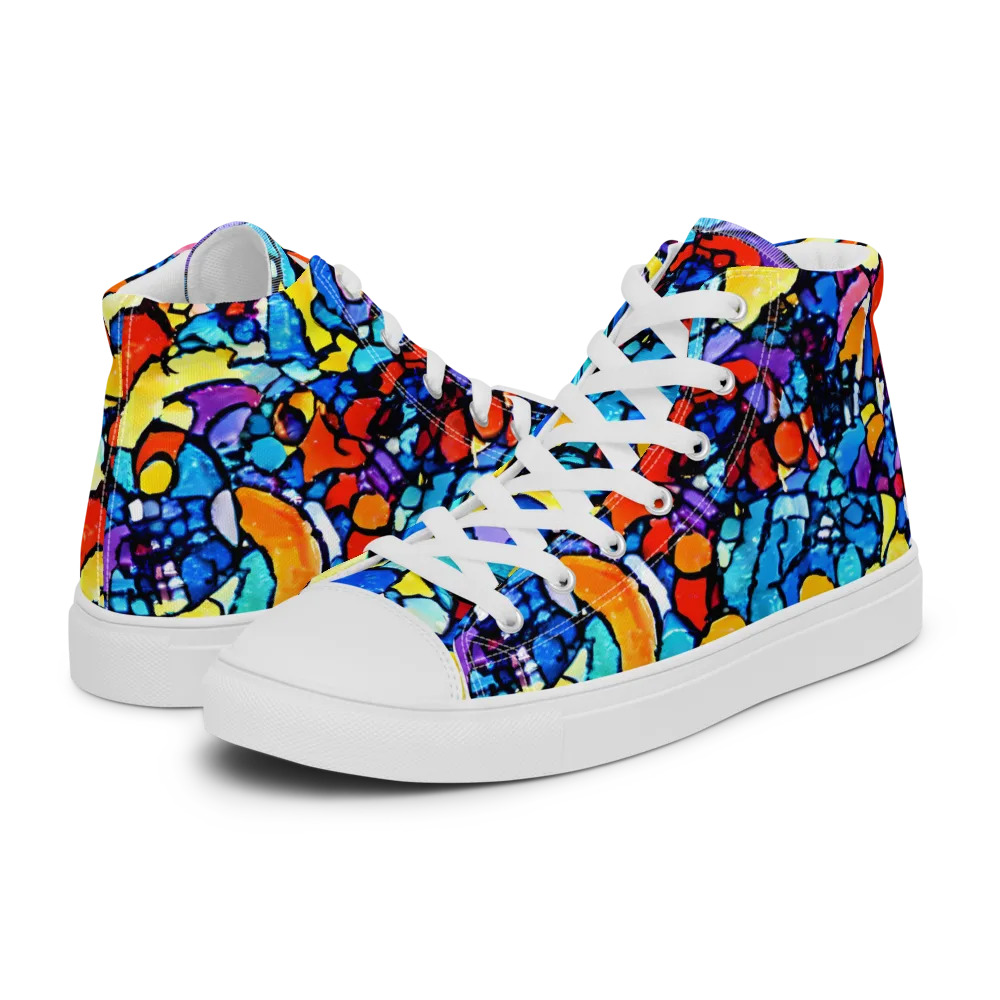 Prism Carnival on Men's High Top Canvas Shoes — Left