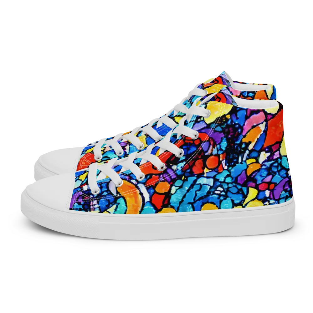 Prism Carnival on Women's High Top Canvas Shoes — Left