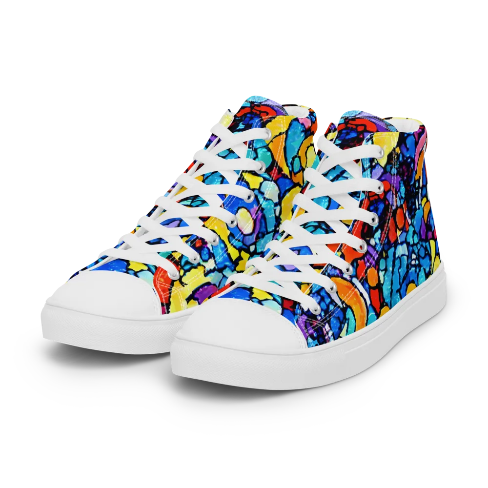 Prism Carnival on Women's High Top Canvas Shoes — Left Front