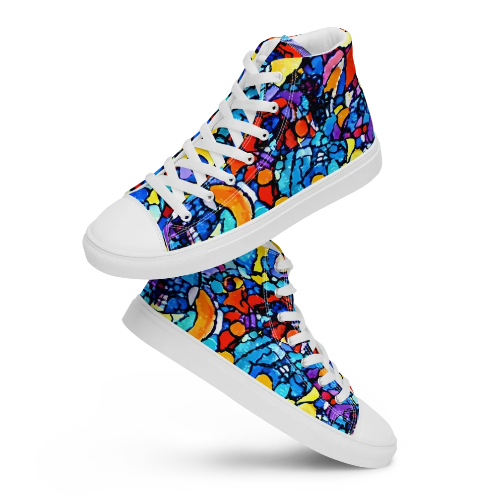 Prism Carnival on Women's High Top Canvas Shoes — Front