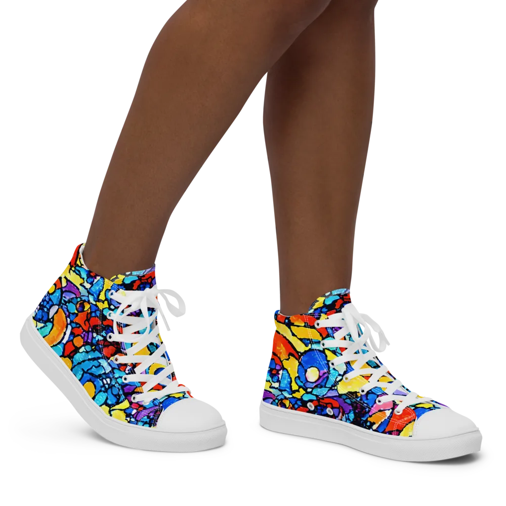 Prism Carnival on Women's High Top Canvas Shoes — Right