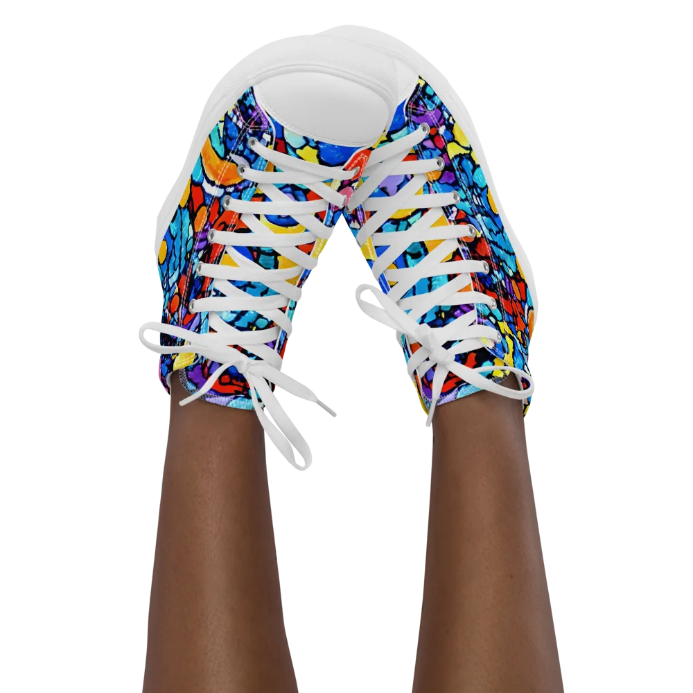 Prism Carnival on Women's High Top Canvas Shoes — Front