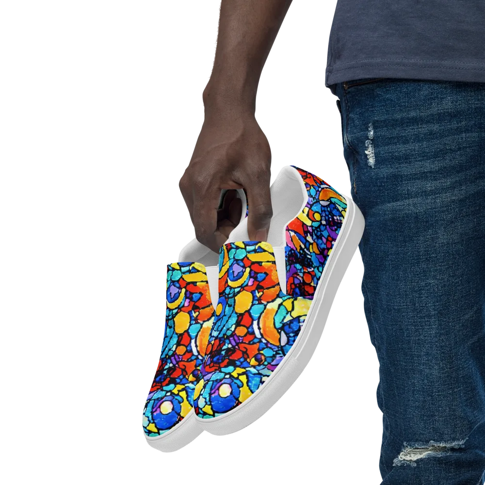 Prism Carnival on Men's Slip-On Canvas Shoes — Left Front