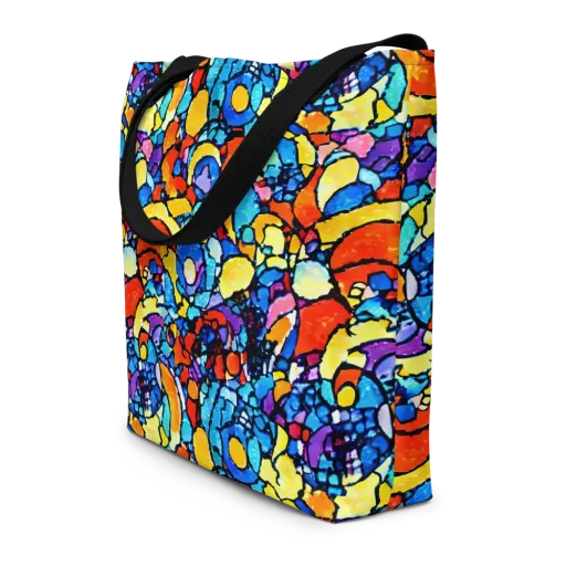 Prism Carnival on a Large Tote Bag W/ Pocket