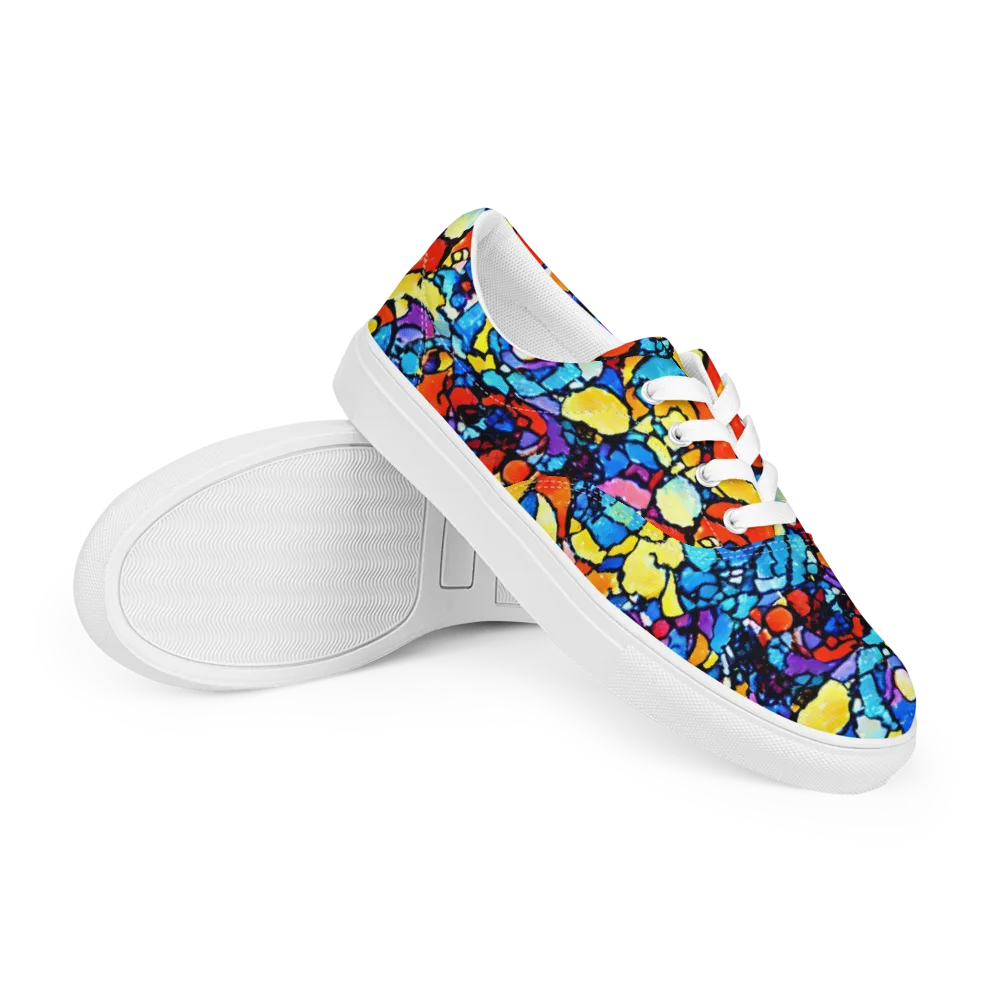 Prism Carnival on Men's Lace-Up Canvas Shoes — Right Front