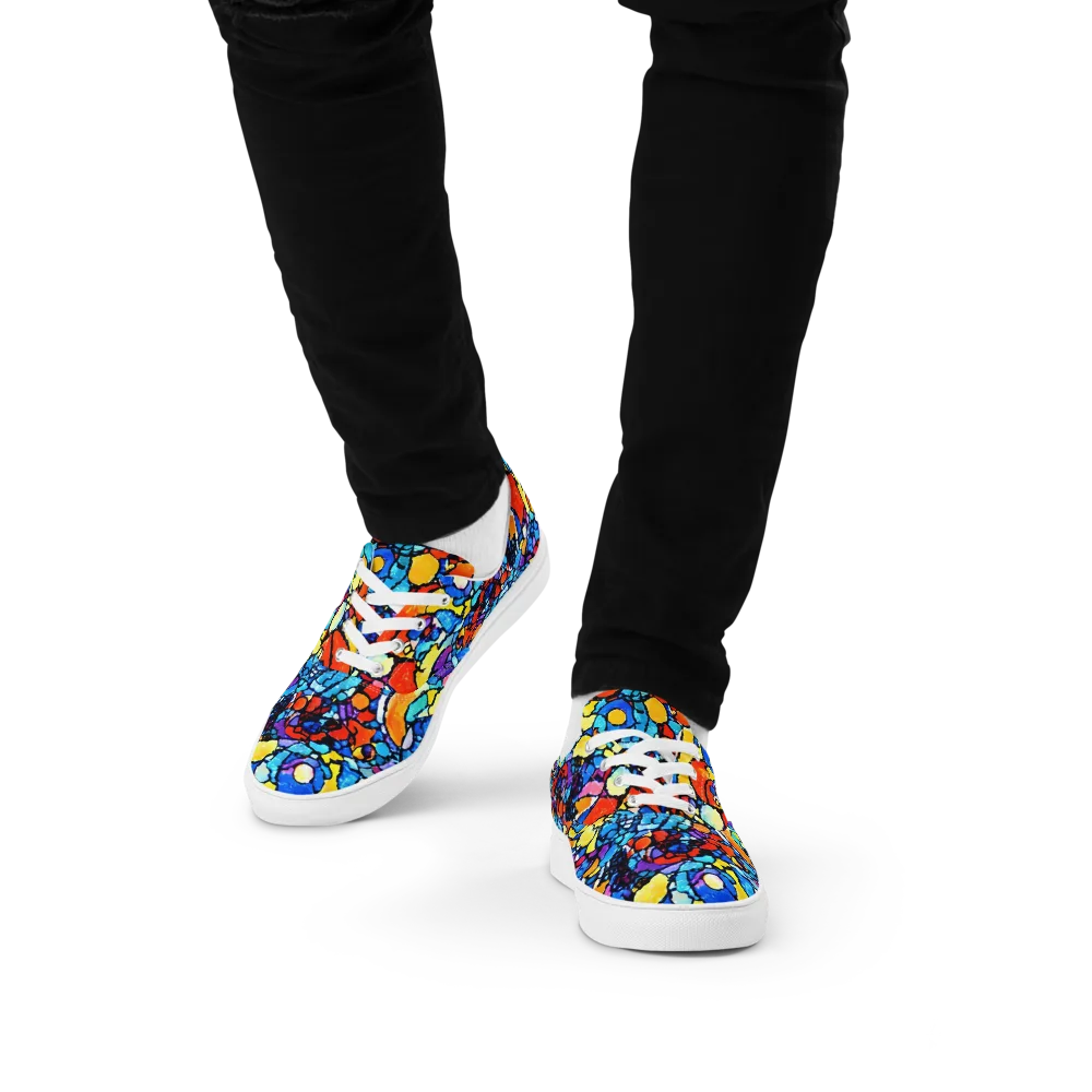 Prism Carnival on Men's Lace-Up Canvas Shoes — Front