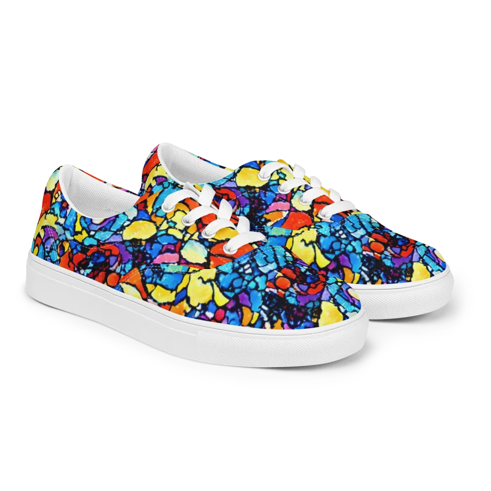 Prism Carnival on Men's Lace-Up Canvas Shoes — Right Front