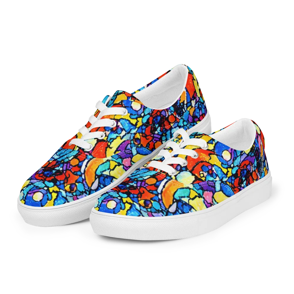 Prism Carnival on Men's Lace-Up Canvas Shoes — Left Front
