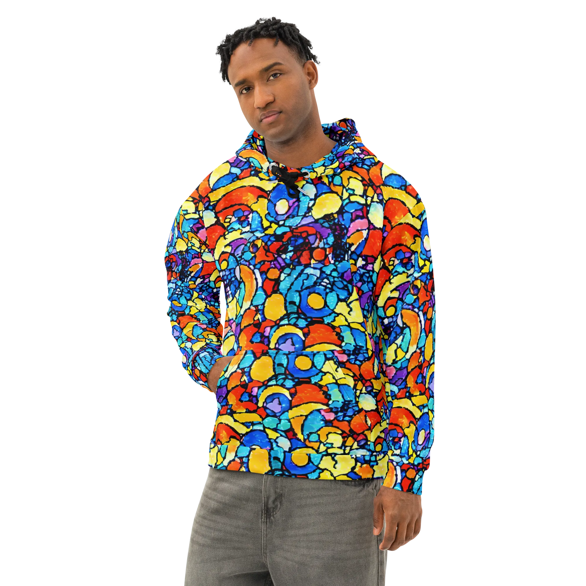 Prism Carnival on Cotton Hoodie — Left Front