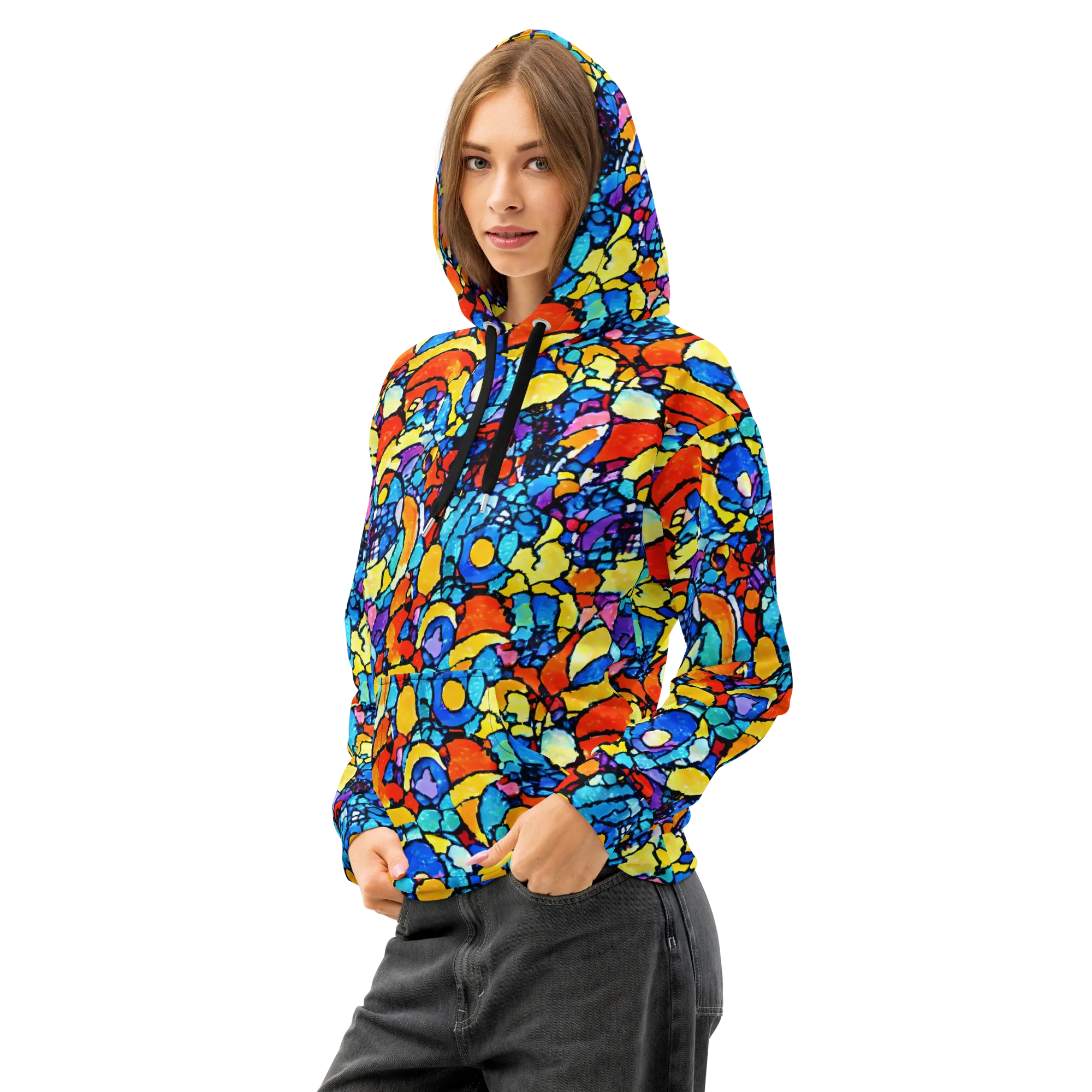 Prism Carnival on Cotton Hoodie — Left Front