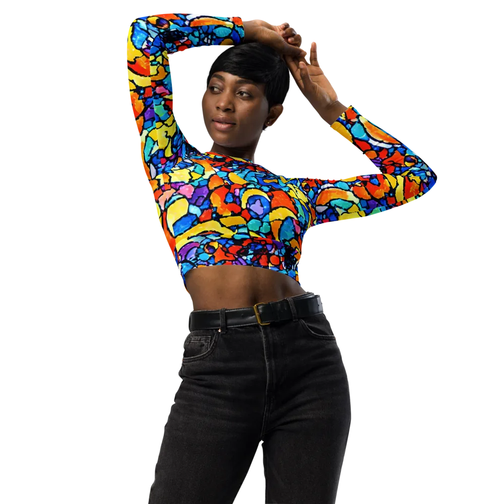Prism Carnival on Long Sleeve Crop Top — Front