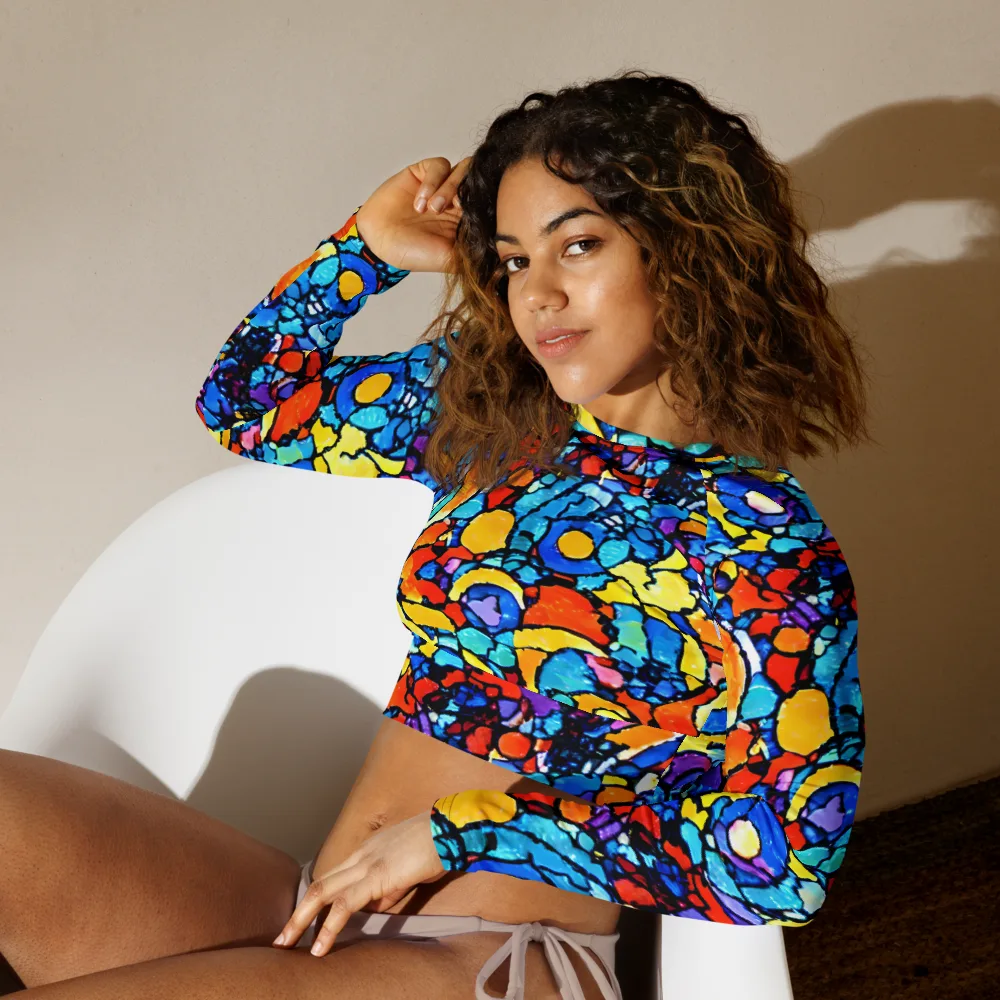 Prism Carnival on Long Sleeve Crop Top — Left Front