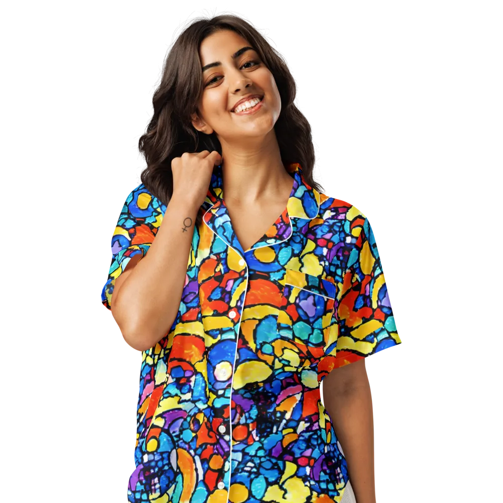 Prism Carnival on Women's Short Sleeve Pajama Top — Front