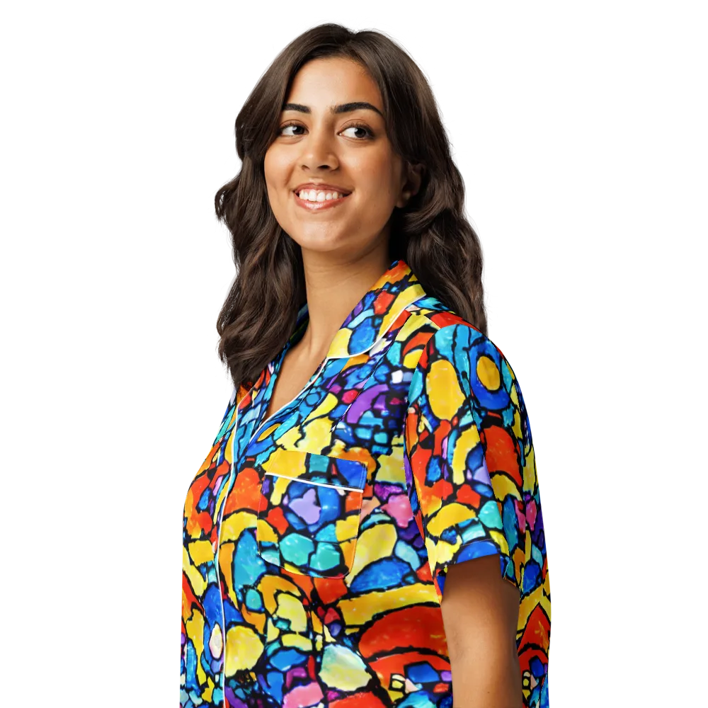 Prism Carnival on Women's Short Sleeve Pajama Top — Left Front