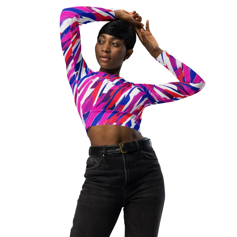 Prismatic Break on Long Sleeve Crop Top — Front