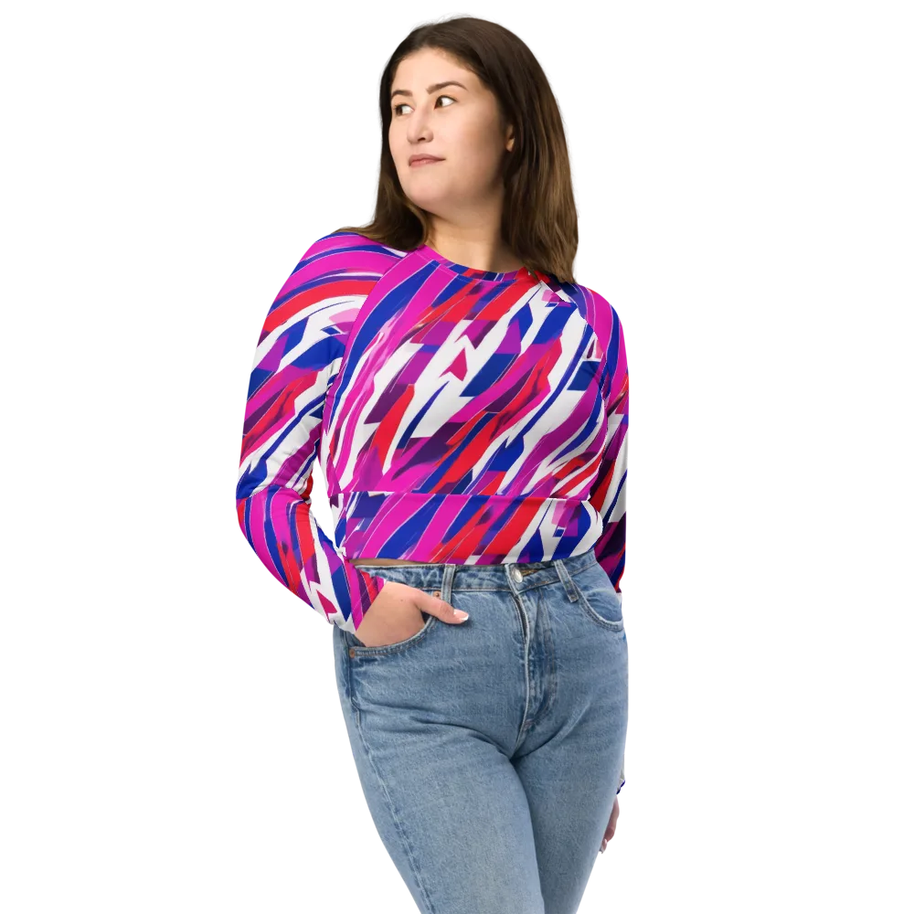 Prismatic Break on Long Sleeve Crop Top — Front