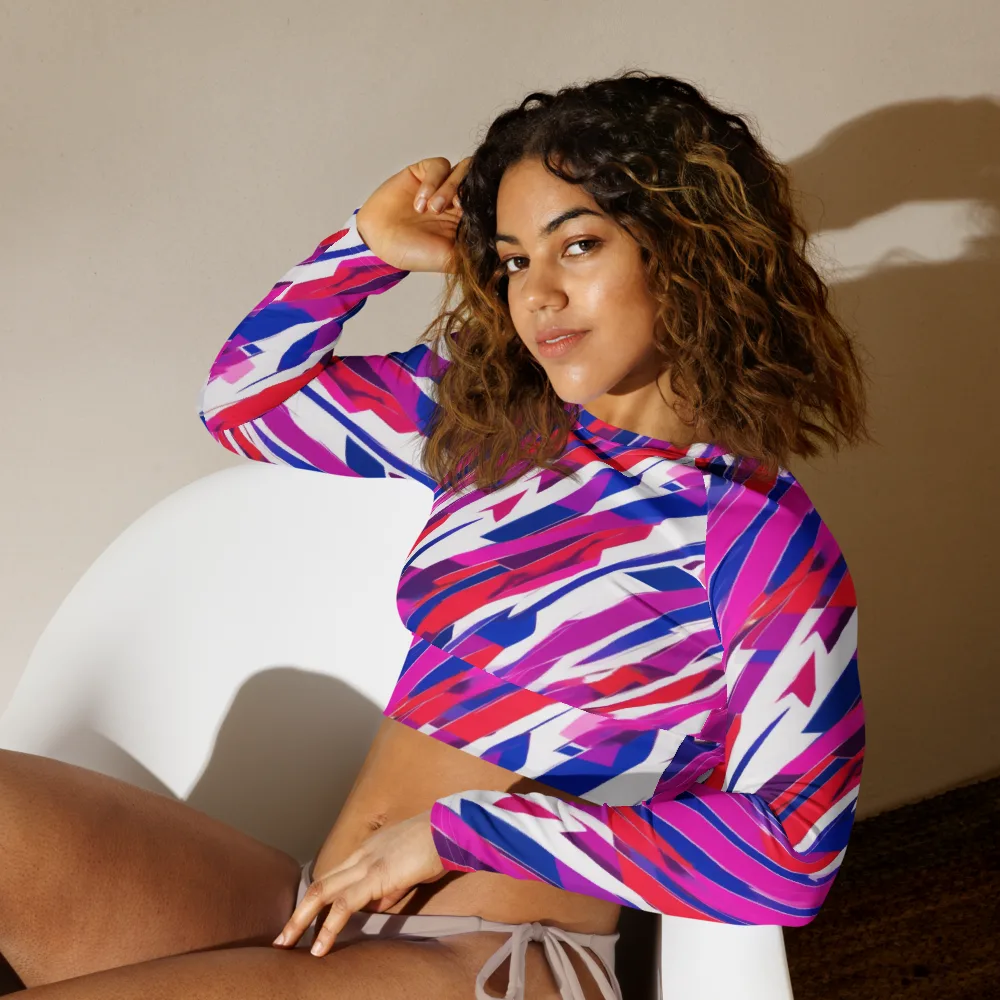 Prismatic Break on Long Sleeve Crop Top — Left Front