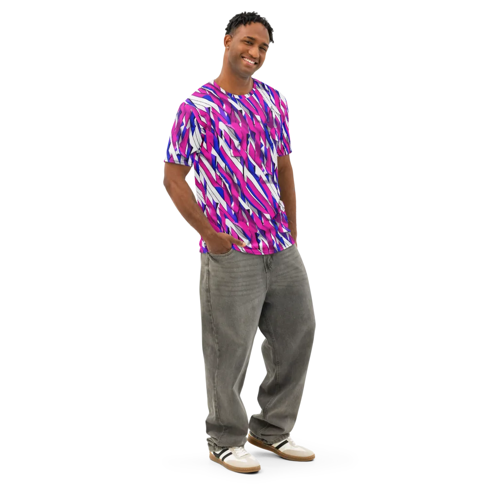 Chromatic Slash on Men's Cotton Crew Neck T-Shirt — Right Front