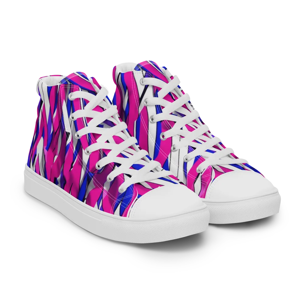 Chromatic Slash on Men's High Top Canvas Shoes — Right Front