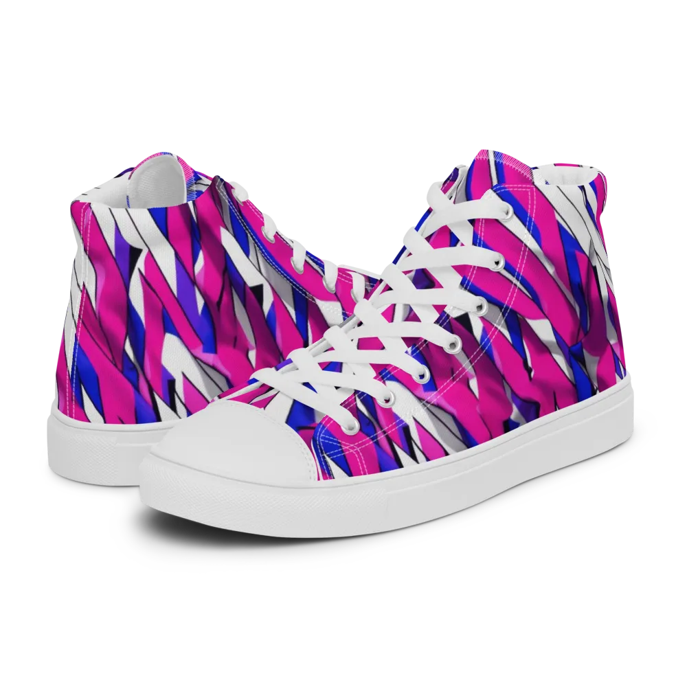 Chromatic Slash on Men's High Top Canvas Shoes — Left