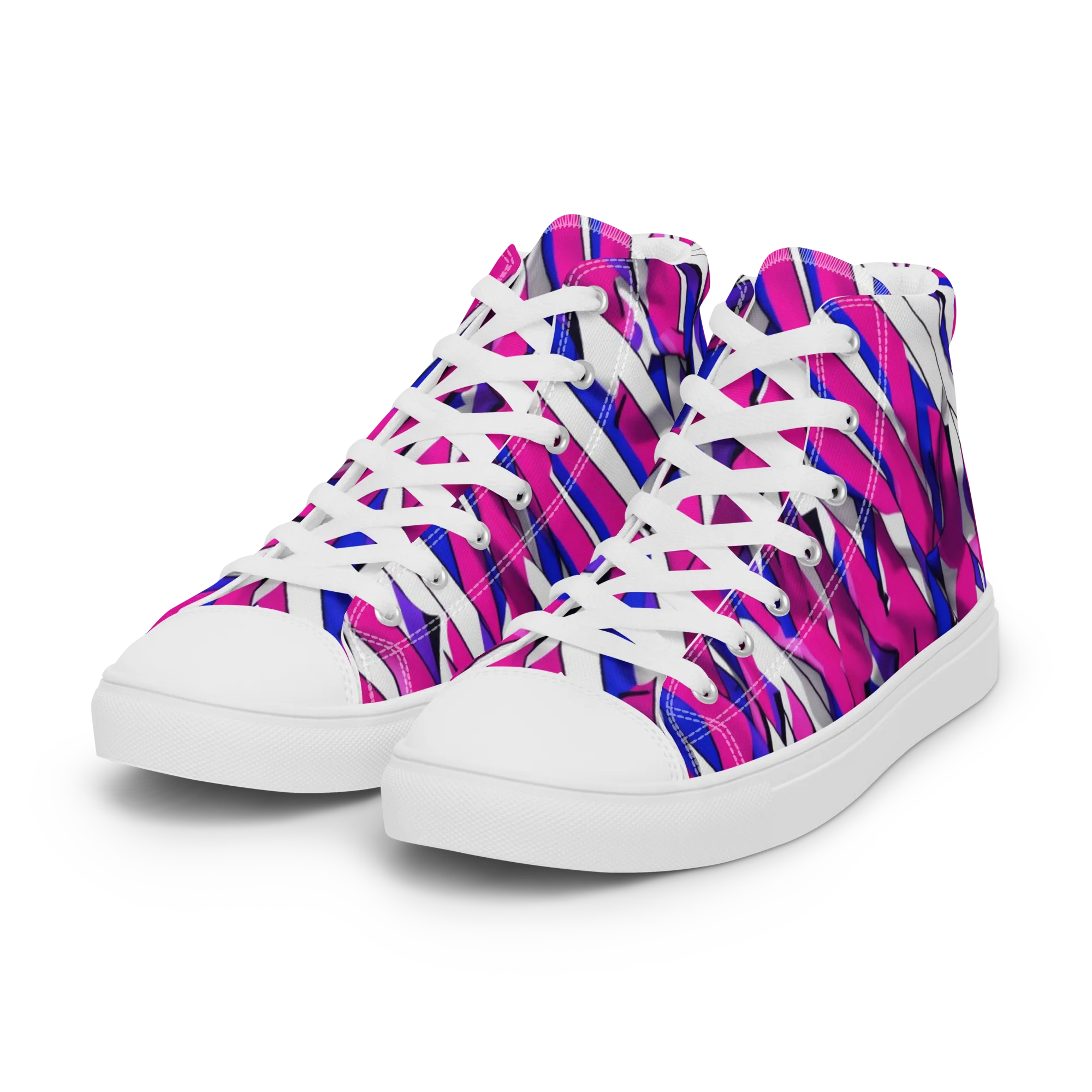 Chromatic Slash on Women's High Top Canvas Shoes — Left Front