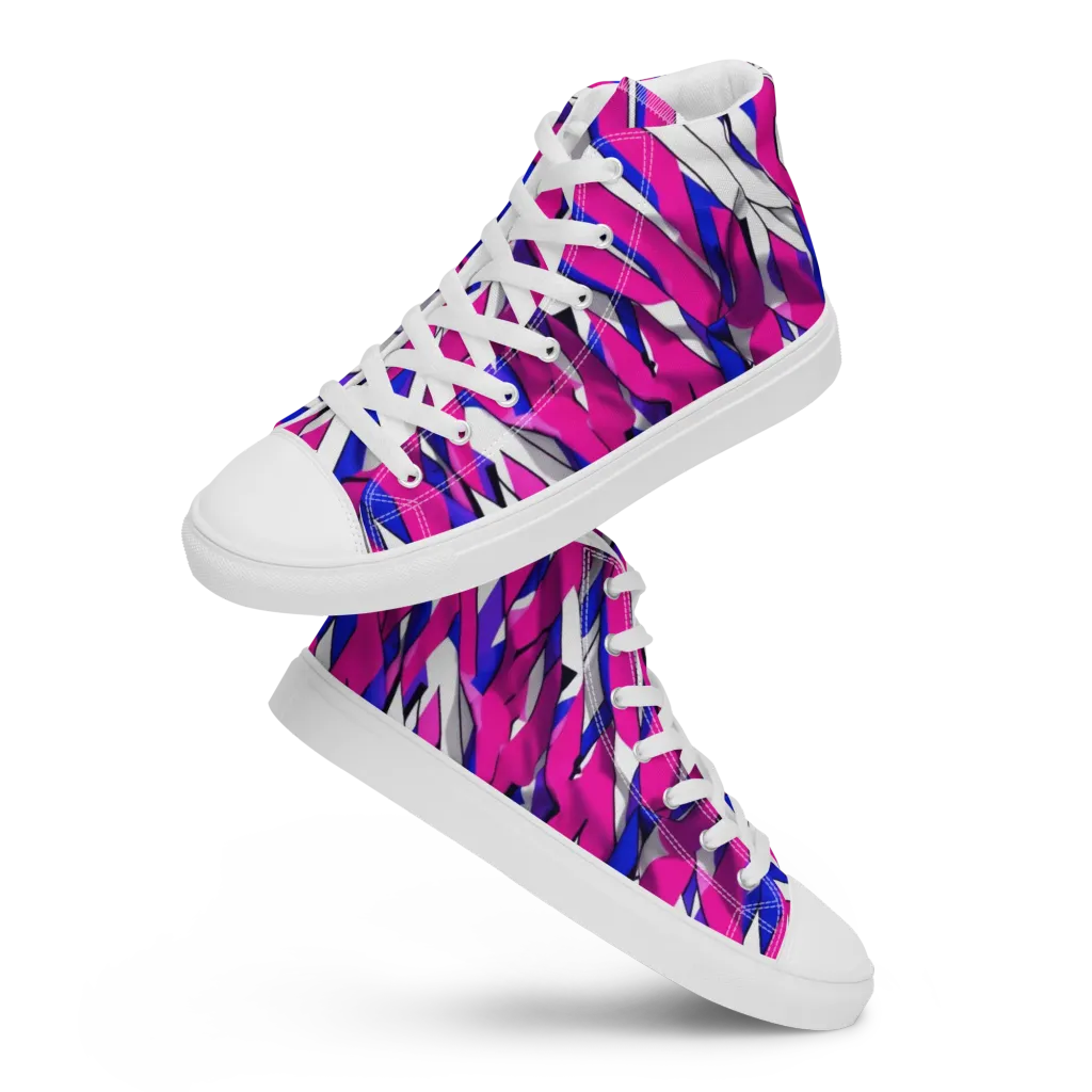Chromatic Slash on Women's High Top Canvas Shoes — Front