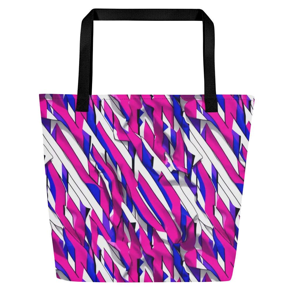 Chromatic Slash on Large Tote Bag W/ Pocket — Front
