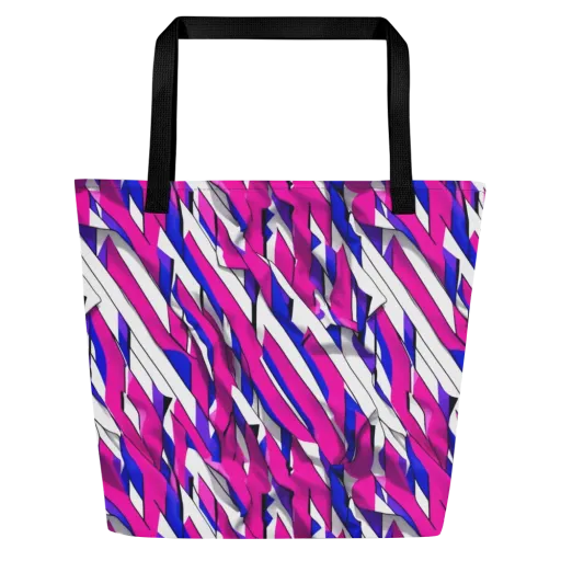 Chromatic Slash on a Large Tote Bag W/ Pocket