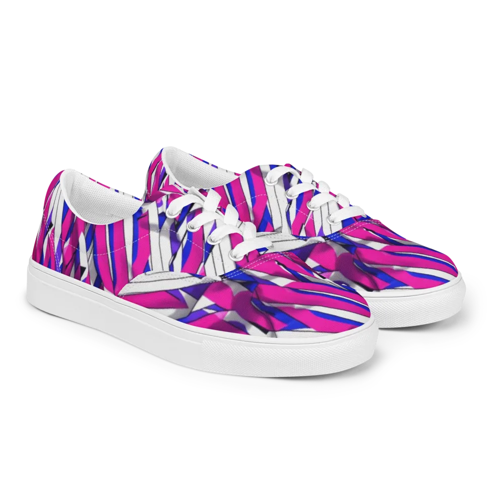 Chromatic Slash on Men's Lace-Up Canvas Shoes — Right Front