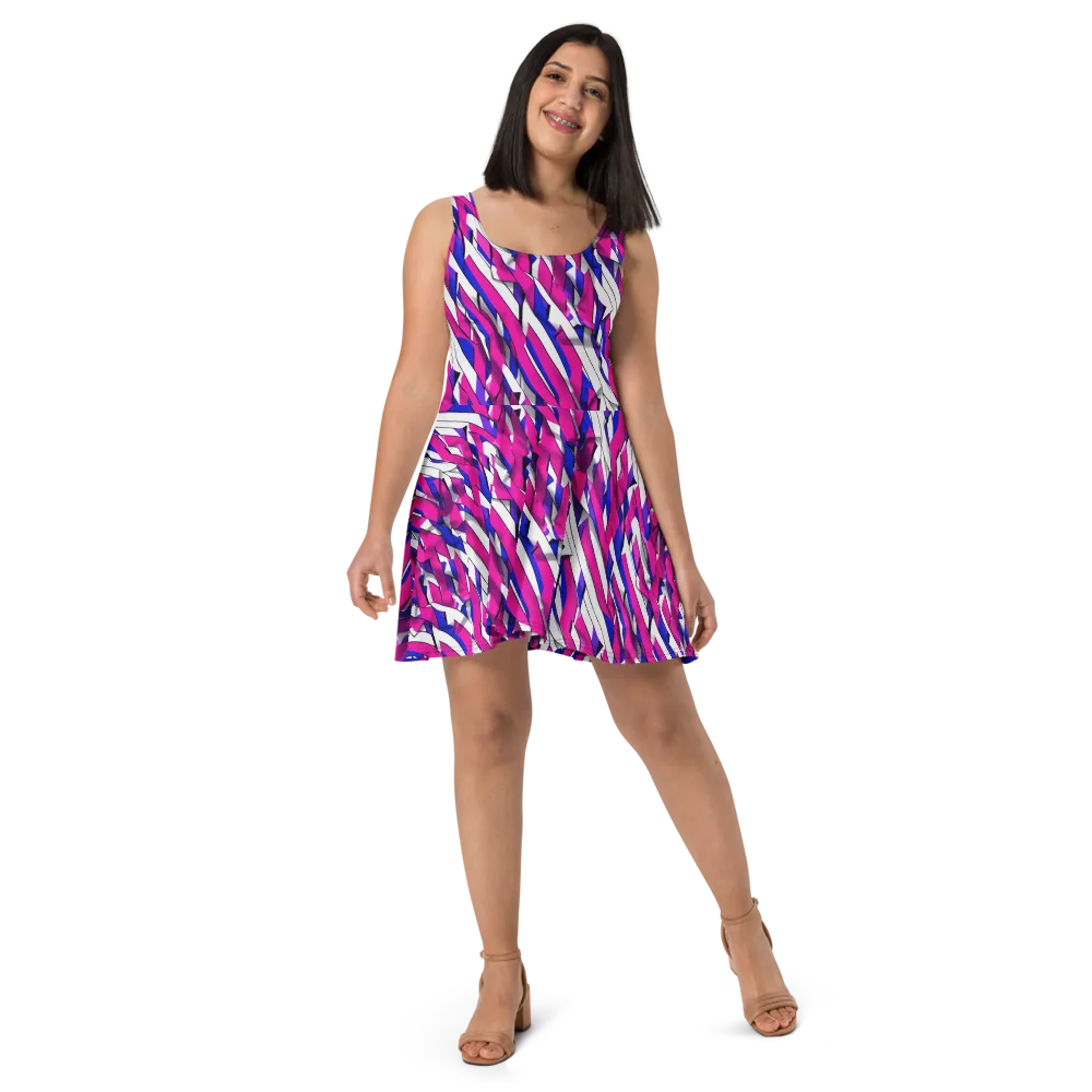 Chromatic Slash on Skater Dress — Front