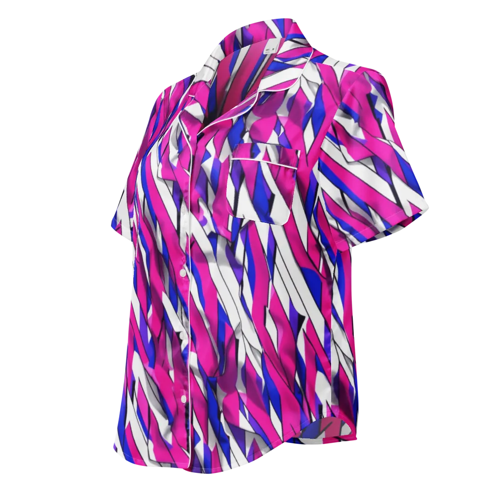 Chromatic Slash on Women's Short Sleeve Pajama Top — Left Front