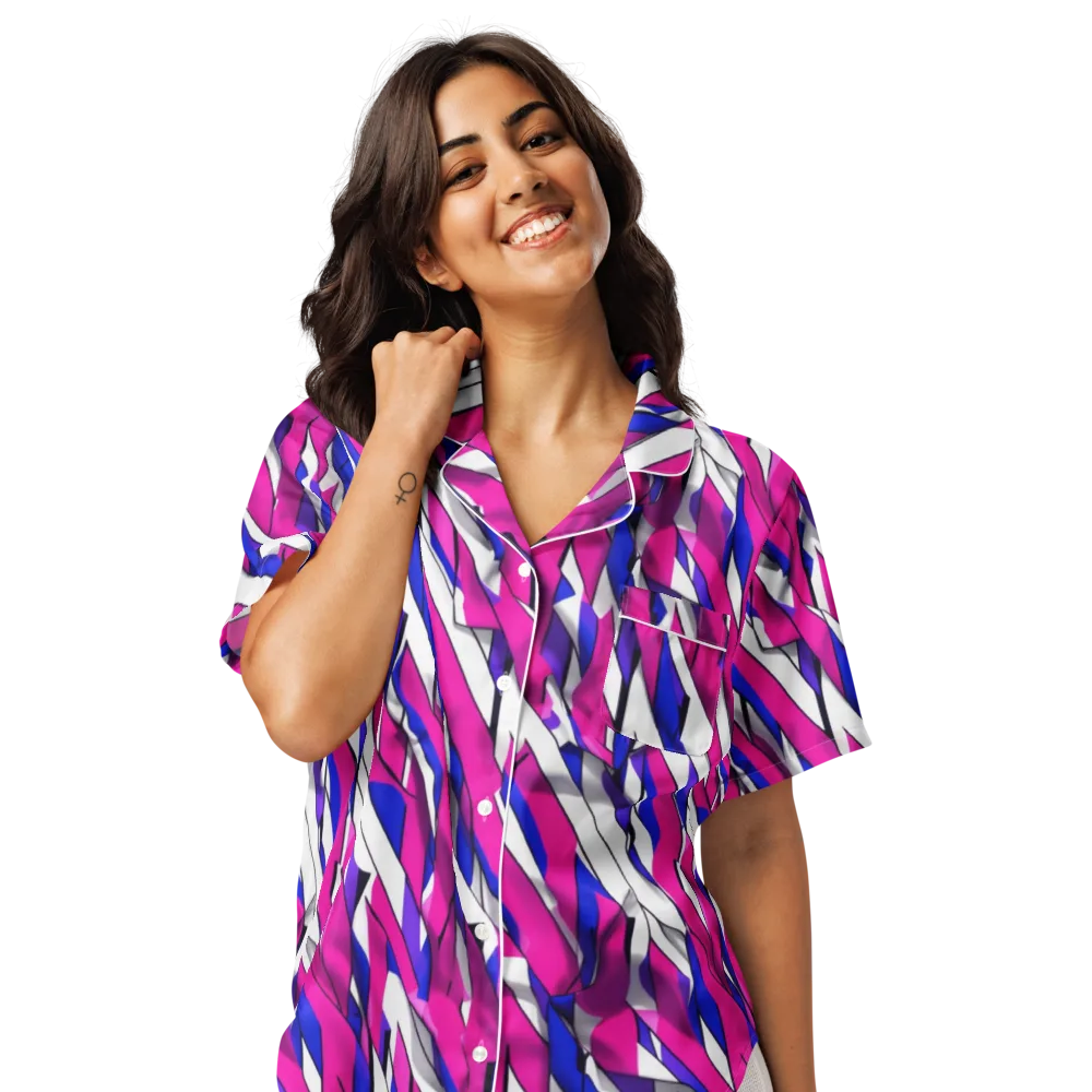 Chromatic Slash on Women's Short Sleeve Pajama Top — Front