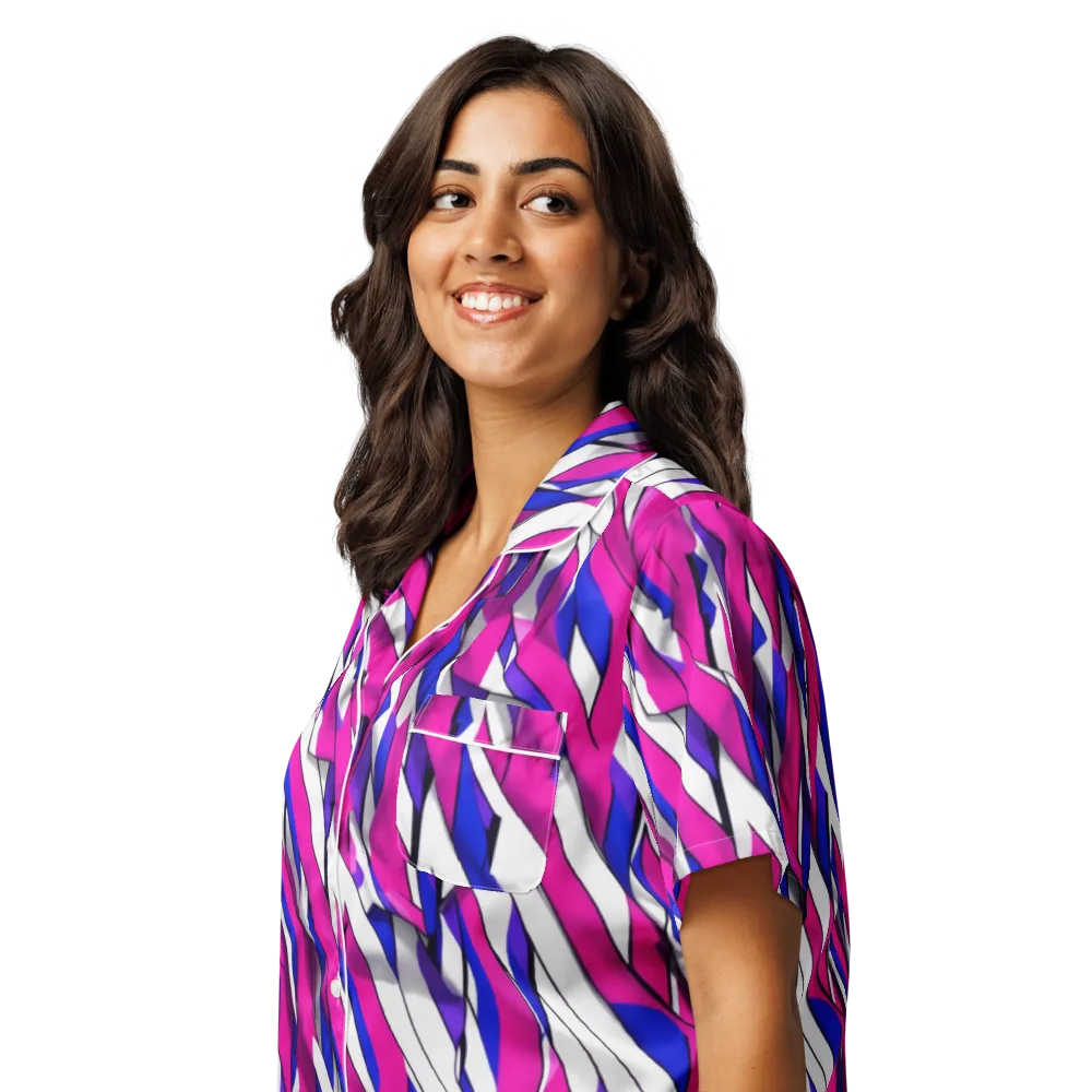 Chromatic Slash on Women's Short Sleeve Pajama Top — Left Front
