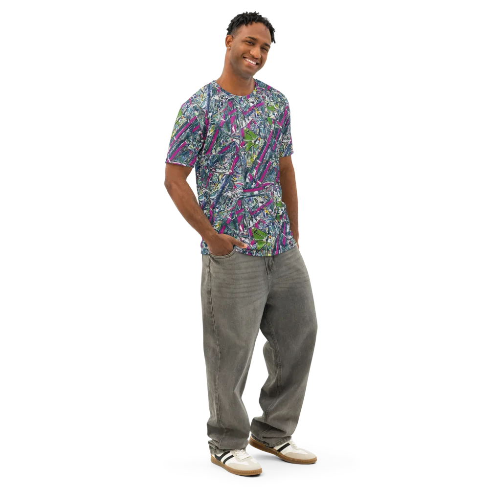 Jewel Distortion on Men's Cotton Crew Neck T-Shirt — Right Front