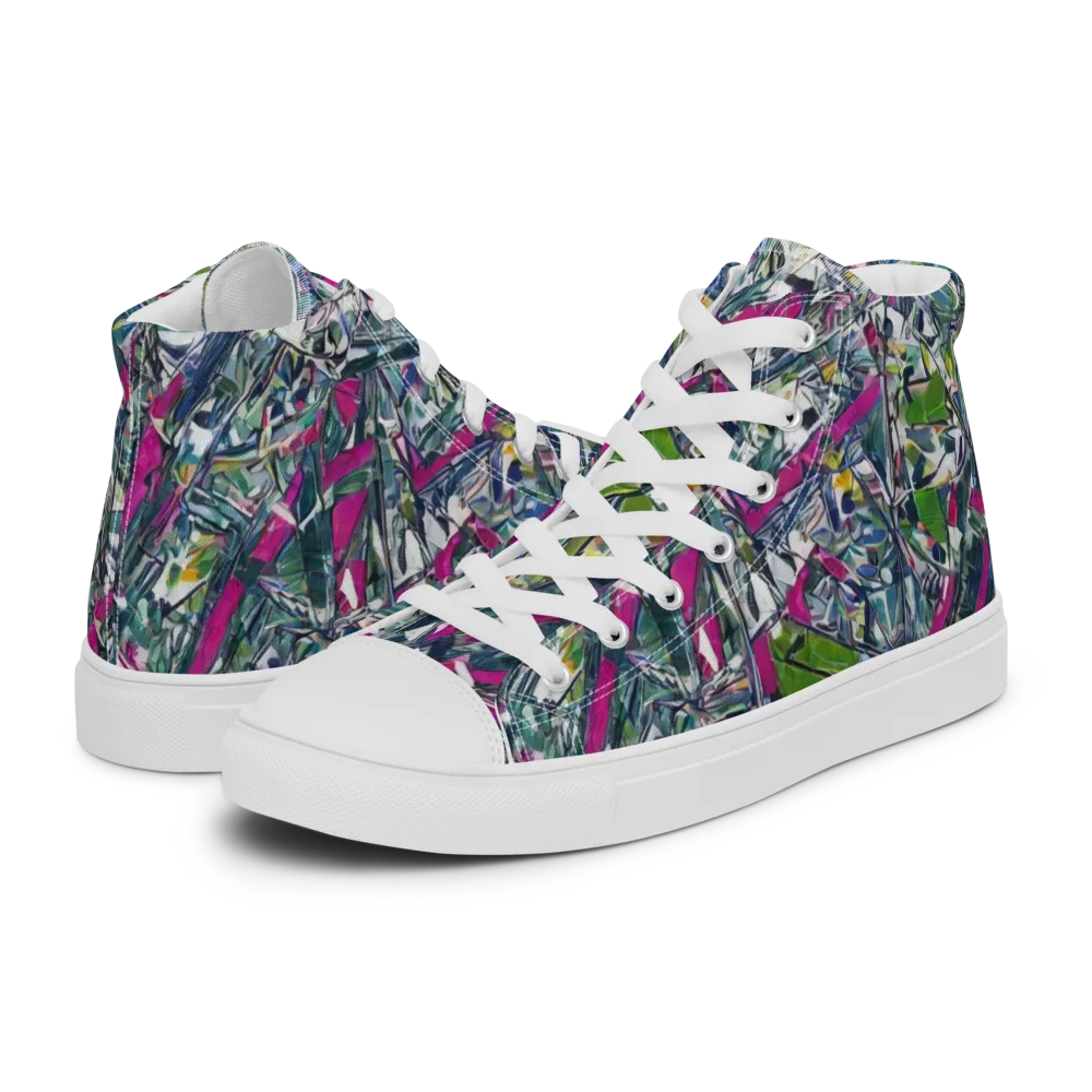 Jewel Distortion on Men's High Top Canvas Shoes — Left