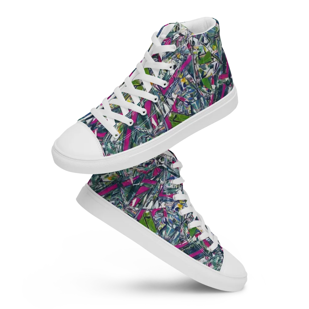 Jewel Distortion on Men's High Top Canvas Shoes — Front