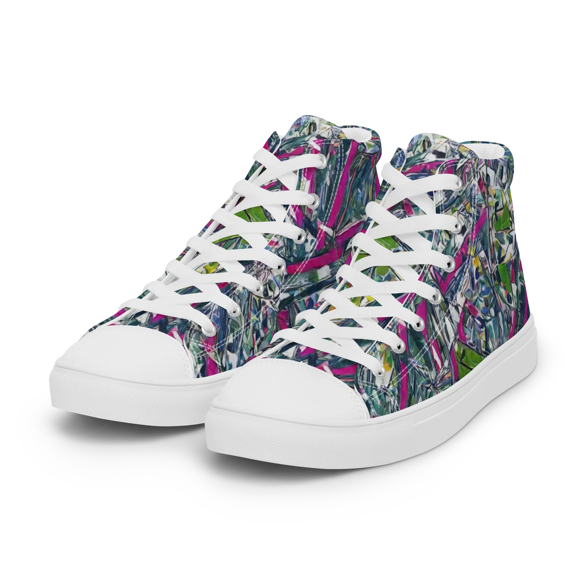 Jewel Distortion on Women's High Top Canvas Shoes — Left Front
