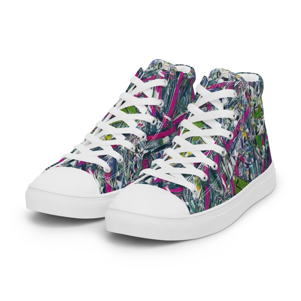 Jewel Distortion on Women's High Top Canvas Shoes — Left Front