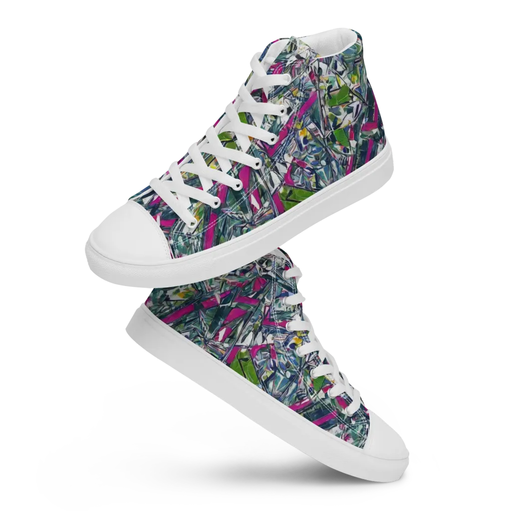 Jewel Distortion on Women's High Top Canvas Shoes — Front