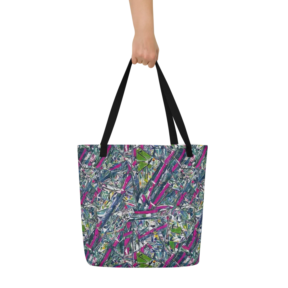 Jewel Distortion on Large Tote Bag W/ Pocket — Front